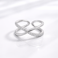 Elegant sterling silver crossover adjustable ring