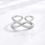 Elegant sterling silver crossover adjustable ring