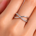 Elegant sterling silver crossover adjustable ring