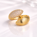 18K Gold Plated Dual Dome Crystal Statement Ring