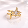 18K Gold Plated Star Crystal Adjustable Ring