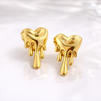 18K Gold Plated Melted Heart Stud Earrings