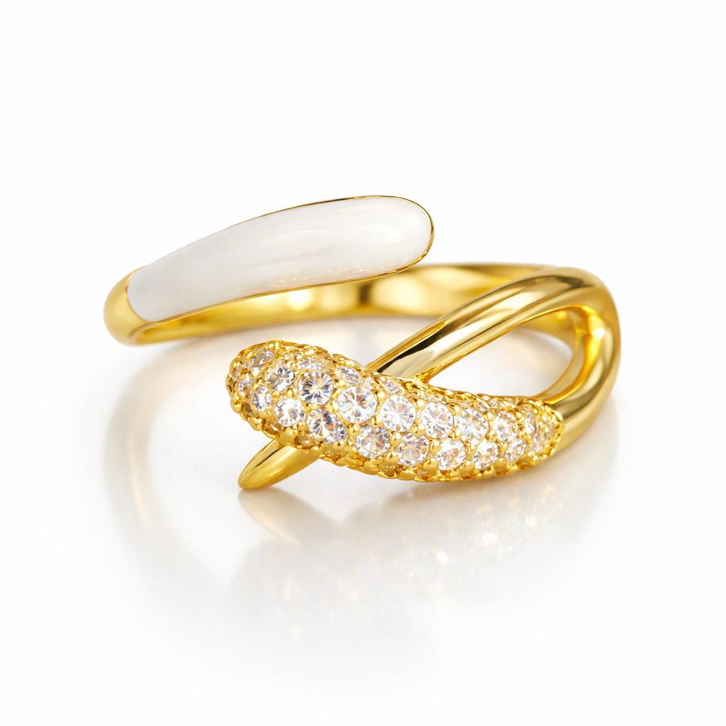 18K Gold Plated Elegant gold ring with cubic zirconia