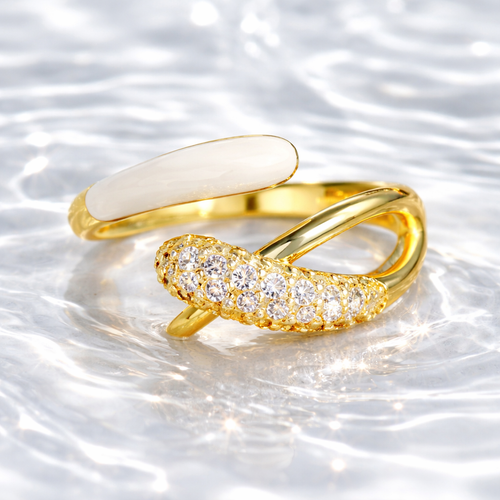 18K Gold Plated Elegant gold ring with cubic zirconia