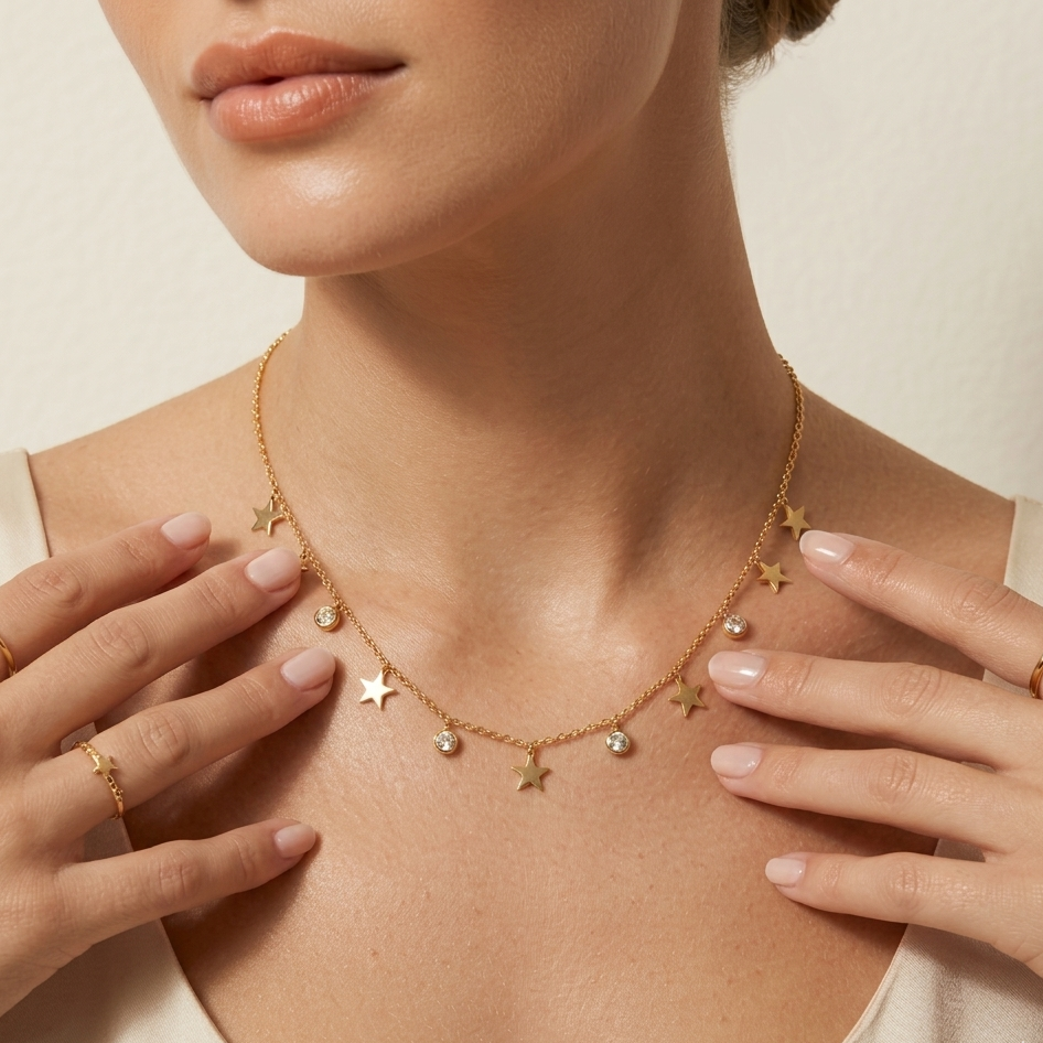 Celestial Star Charm Gold Necklace