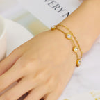 Anti-Tarnish Crystal Dual Chain Wraparound Bracelet