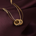 18k Gold Plated Gilded Ring Layered Necklace
