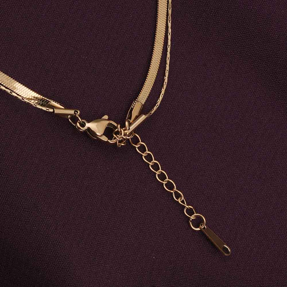 18k Gold Plated Gilded Ring Layered Necklace