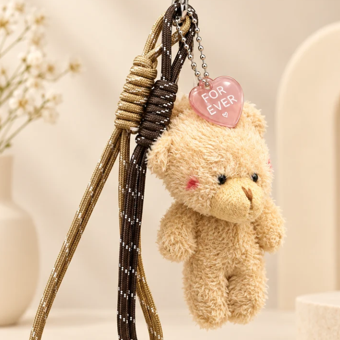 Forever Teddy Cute Plush Bag Keychain