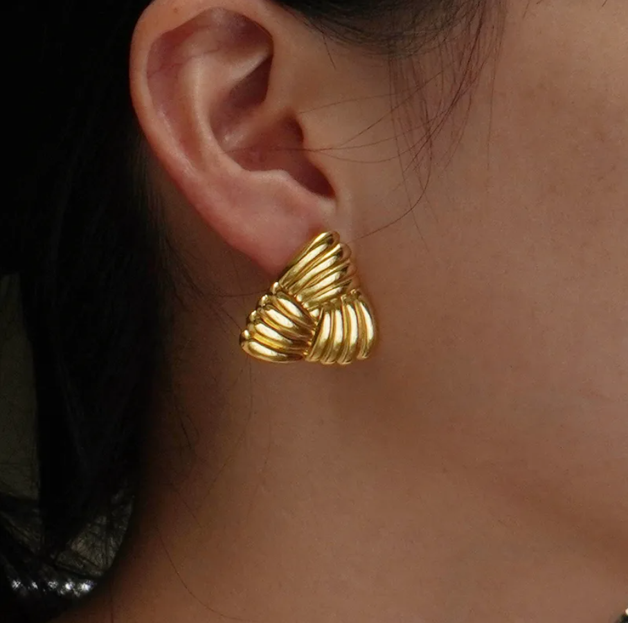 Golden Seashell Statement Earrings