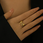 18K Gold Plated Adjustable Bow Knot Ring