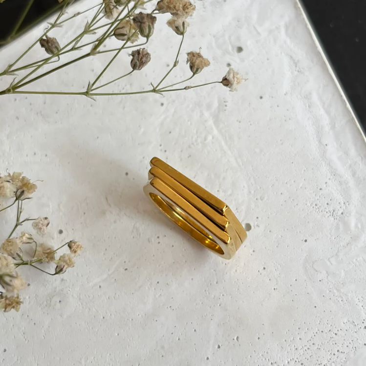 18K Gold Plated Layered Band Ring