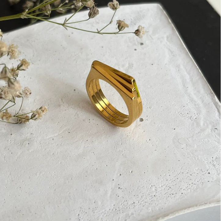 18K Gold Plated Layered Band Ring