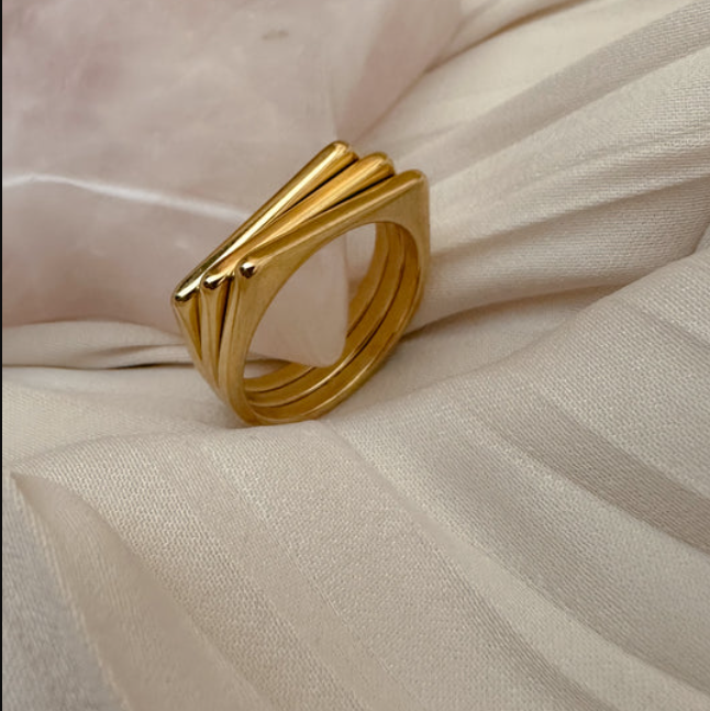 18K Gold Plated Layered Band Ring