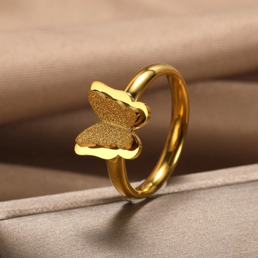 18K Gold Plated Butterfly Statement Ring