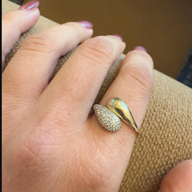 18K Gold Plated Dual Dome Crystal Statement Ring