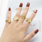 18K Gold Plated Dual Dome Crystal Statement Ring