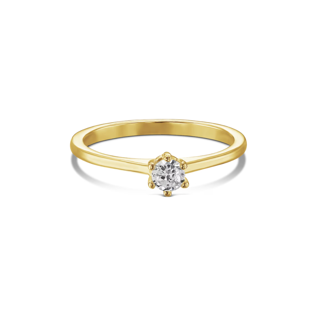 18K Gold Plated Anti-Tarnish Solitaire Ring
