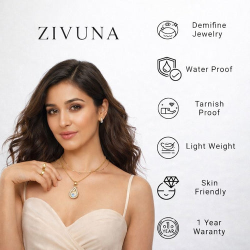 18K Gold Finish Double Layer Heart Bow Necklace