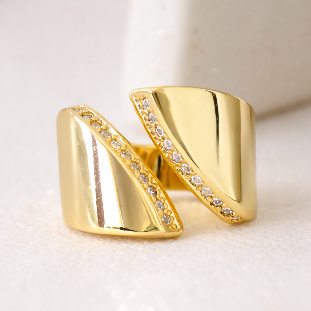 18K Gold Plated Dual Curve Statement Ring