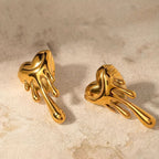 18K Gold Plated Melted Heart Stud Earrings