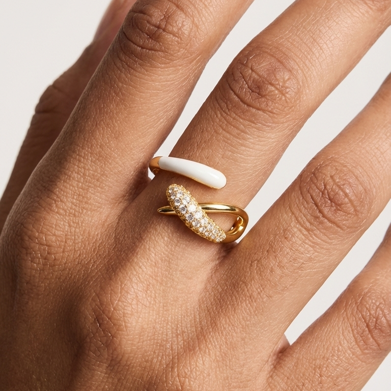 18K Gold Plated Elegant gold ring with cubic zirconia