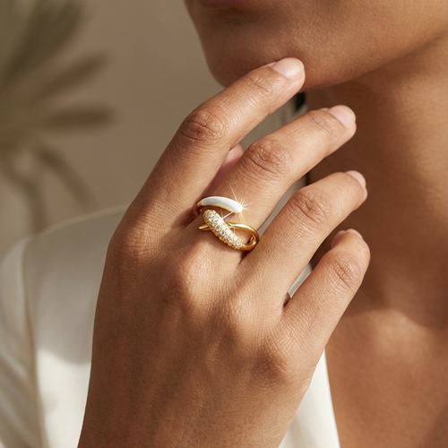 18K Gold Plated Elegant gold ring with cubic zirconia