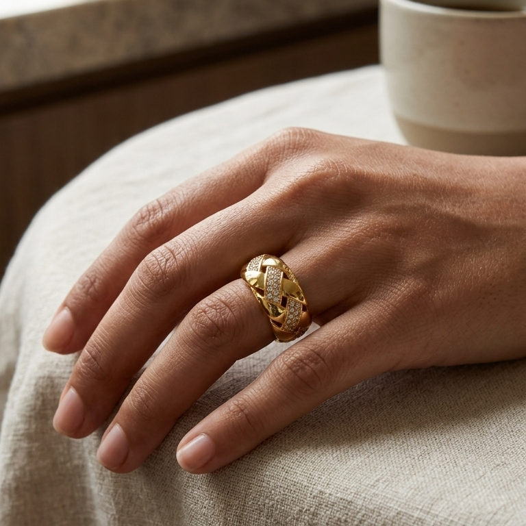 Bold Woven Gold Ring