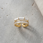 White Enamel Baguette Ring