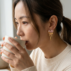 Turquoise Enamel Melted Heart Statement Earrings