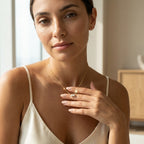 Dual Zirconia Gold Necklace for Women