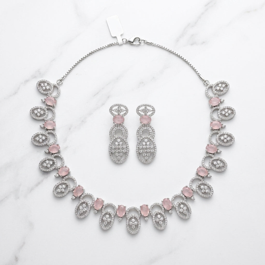 Blush Elegance Zircon Necklace Set