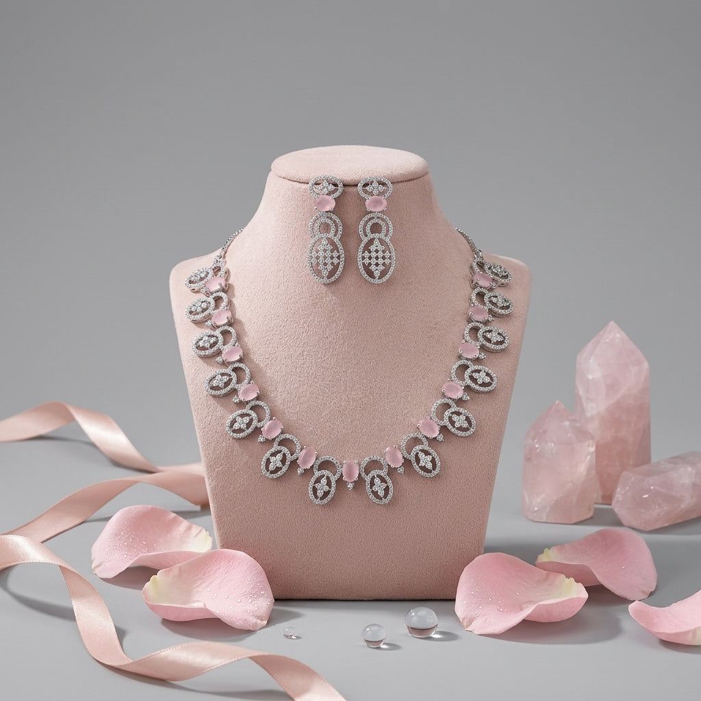Blush Elegance Zircon Necklace Set