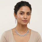 Blush Pink Crystal Floral Necklace Set