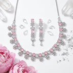 Blush Pink Crystal Floral Necklace Set