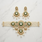 Emerald Kundan Pearl Choker Set