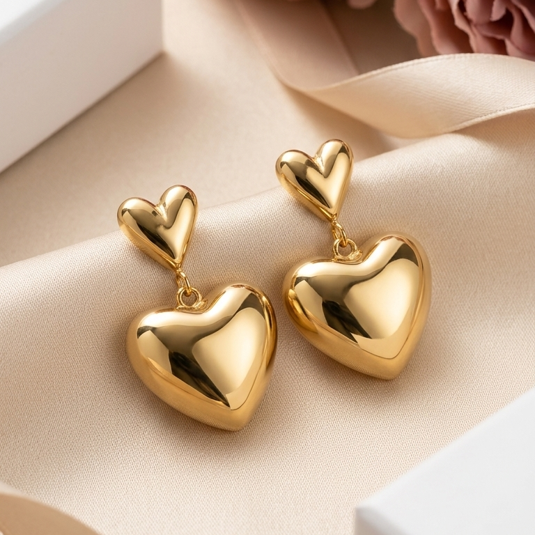 Golden Heartfall Earrings