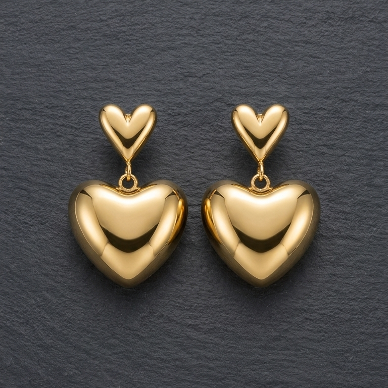 Golden Heartfall Earrings