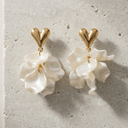 Korean Style Golden Heart Floral Earrings