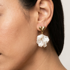 Korean Style Golden Heart Floral Earrings