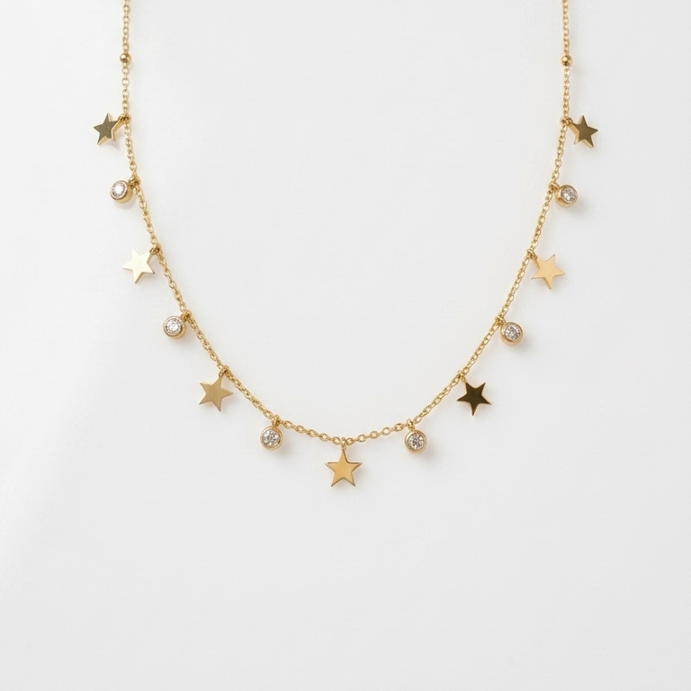 Celestial Star Charm Gold Necklace