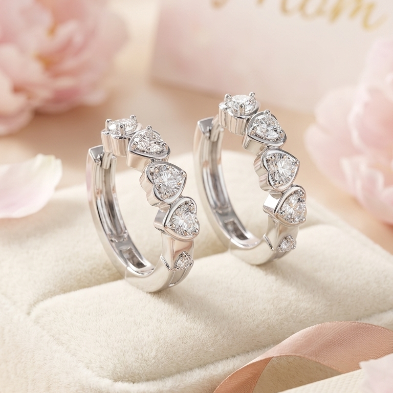 Silver Heart Hoop Earrings