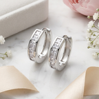 Silver Crystal Hoop Earrings