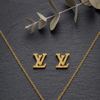 Minimal LV Pendant Necklace with Crystal Drop
