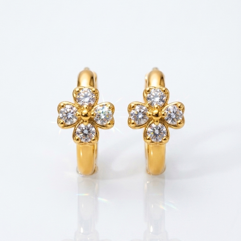 Floral Zircon Hoop Earrings