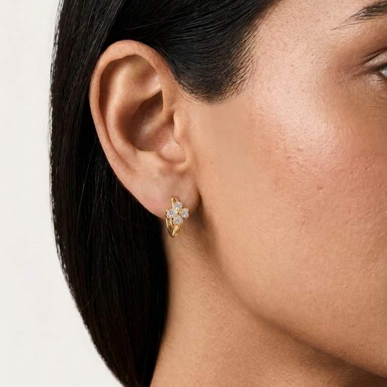 Floral Zircon Hoop Earrings