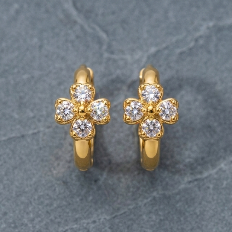 Floral Zircon Hoop Earrings