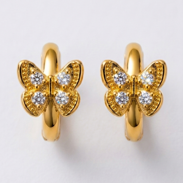 Golden Butterfly Hoop Earrings