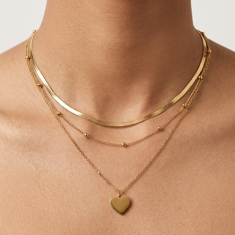 Aurora Triple-Layer Heart Necklace