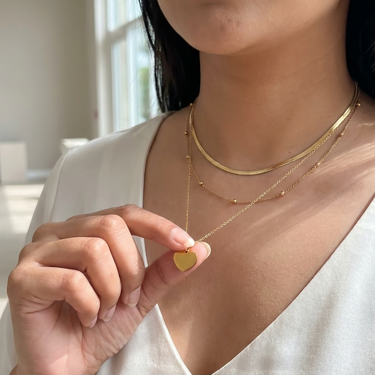 Aurora Triple-Layer Heart Necklace